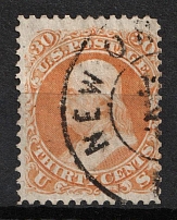 1861 30c Franklin, United States, USA (Scott 71, Orange, Canceled, CV $230)