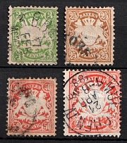 1876 Bavaria, German States, Germany (Mi. 37, 41 - 42, 44 a, Canceled, CV $50)