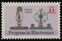 Worldwide Air Post Stamps and Postal History - United States - 1973, Progress in Electronics, 11c multicolored, a single with olive color omitted and only traces of vermilion frame are presented, full OG, NH, VF, C.v. $800, Scott …