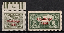 1934 Second Polish Republic, Airmail (Fi. 268 - 269, Full Set, Signed, CV $40, MNH)