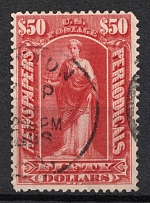 1897 50D Statue of Freedom, Newspaper and Periodical Stamp, United States, USA (Scott PR124, Canceled, CV $400)