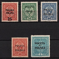 1919 Lesser Poland (Fi. 38, 41 - 43, Signed, CV $80)