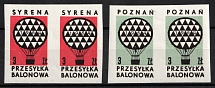 1964 Balloon Post, Poland, Non-Postal, Cinderella, Pairs (MNH)