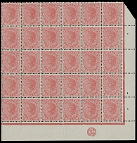 British Commonwealth - Australian State - Victoria - 1904-09, Queen Victoria, 1p rose red, perforation 12x12½, watermark Crown and Double Lined A, bottom right corner sheet margin booklet pane of 30 (6x5), JBC monogram at the …