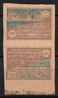 1921-22 3000r Azerbaijan, Tete-beche (Zag. 34, Margin, CV $30)