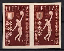 1939 Lithuania, Pair (Mi. 429 U, Imperforate, CV $140)
