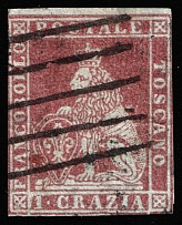 1851 1c Tuscany, Italy (Sc 4a, Canceled, CV $180)