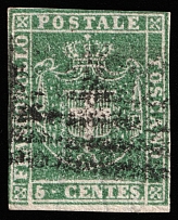 1860 5c Tuscany, Italy, Provisional Government (Sc 18a, Wm. 2, Canceled, CV $350)