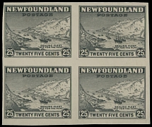 British North America - Newfoundland - 1932-37, First Resources, Sealing Fleet, imperforate trial color proof of 25c in black, printed on thick paper without watermark, no gum as issued, NH, VF, Walsh NSSC 191g, C.v. US$920++, …