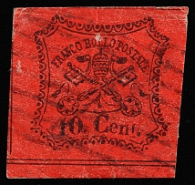 1867 10c Papal states, Italy (Sc 15, Canceled, CV $105)