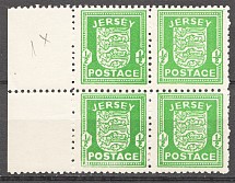 1941-42 Germany Occupation of Jersey Block of Four 0.5 P (MNH)