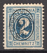 1887 Chemnitz Germany Private Courier Post (Inverted Overprint Error, Cancelled)