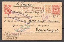 1917 Russia Postcard Prisoners of War  Censorship (Isyangulovo - Copenhagen)
