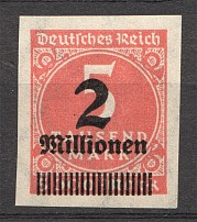 1923 Germany 1 Million Mark (Imperf, CV $170, MNH)
