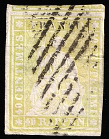 1854-59 40r Switzerland (Mi 17I, Canceled, CV $290)