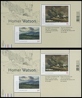 Canada - Modern Errors and Varieties - 2005, Homer Watson Paintings, 50c and 85c multicolored, souvenir sheet of two with missing vertical perforation extending above and below of stamps, full OG, NH, VF and scarce, Unitrade …