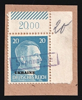 1941 20pf Ukraine, German Occupation, Germany, Rare Zaporozhye (Zaporizhzhia) Postmark on Cover Cut