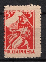 1945 5zl Republic of Poland (Fi. 360, Mi. 392, Shifted Perforation, MNH)