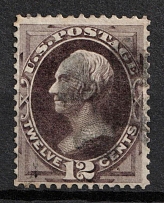 1874 12c Clay, United States, USA (Scott 162, Blackish Violet, Canceled, CV $140)