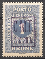 1919 Romanian Occupation of Kolomyia CMT 1 K 20 h on 1 K (Violet Ovp)