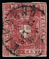 1860 40c Tuscany, Italy, Provisional Government (Sc 21a, Wm. 2, Canceled, CV $440)