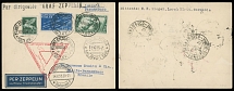 Worldwide Air Post Stamps and Postal History - Italy - Zeppelin Flight - 1933 (October 14-17), Chicago Flight postcard to Brazil, franked by 3 stamps, including 2 air post values, tied with Milan ds, Friedrichshafen ''14.10.33'' …