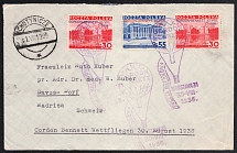 1936 (31 Aug) Gordon Bennett Cup, Second Polish Republic, Non-Postal, Cinderella, Balloon Cover from Chotyniec to Davos (Switzerland) with Commemorative Cancellation