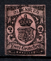 1859 2gr Oldenburg, German States, Germany (Mi. 7, Canceled, CV $1,000)