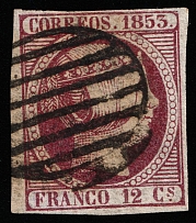 1853 12c Spain (Mi 18, Signed, Canceled, CV $120)