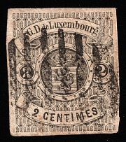 1860 2c Luxembourg (Mi 4, Signed, Canceled, CV $850)