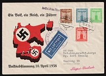 1938 (10 Apr) 'One Nation, One Empire, One Leader', Referendum, Airmail, Third Reich, Germany, Propaganda, Cover from Innsbruck to Hamburg