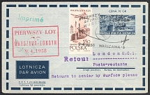 1958 (14 Apr) Poland, Non-Postal, Cinderella, Airmail Cover from Warsaw to London (England)