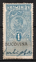 1919 1L Chernivtsi (Chernovtsy), Ukraine Revenue, Russian Civil War, Romanian Administration (Canecled)