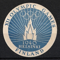 1940 Olympic Games, Helsinki, Finland, Cinderella, Non-Postal Stamp