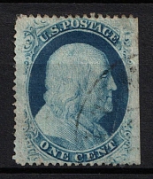 1857 1c Franklin, United States, USA (Scott 24, Type V, Canceled, CV $40)
