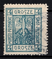 1917 4gr Przedborz Local Issue, Poland (Mi. 2 A, Canceled, CV $100)