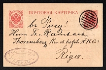 1914 (21 Aug) Pernov, Liflyand province Russian Empire (cur. Pyarnu, Estonia), Mute commercial postcard to Riga, Mute postmark cancellation
