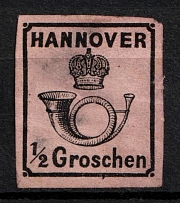 1862 1/2gr Hannover, German States, Germany (Mi. 17 x, CV $260)