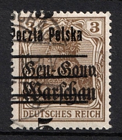 1918-19 5f on 3f Northern Poland, German Occupation (Fi. 9, Shifted Overprint, Canceled)