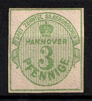 1863 3pf Hannover, German States, Germany (Mi. 20, Sc. 17, CV $1,300, MNH)