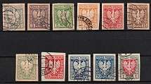 1919 Lesser Poland (Fi. 55 - 65, Imperforate, Full Set, Canceled, CV $30)