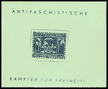 1944-45 Anti-Fascist Fighters Souvenir Sheet, British Propaganda, 'Hitler's Skull and Bones', ANTIFASCHISTISCHE KÄMPFER FÜR FREIHEIT