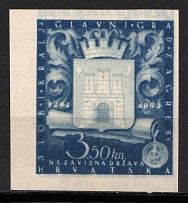 1943 3.50k Croatia Independent State (NDH), (Mi. 97 U, Imperforate, Margin, CV $60)