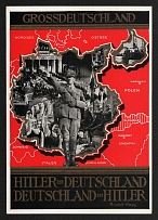 1939 'Hitler is Germany, Germany is Hitler', Propaganda Postcard, Third Reich Nazi Germany