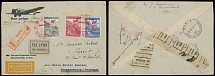 Worldwide Air Post Stamps and Postal History - Bulgaria - 1932 (May 14), Strasbourg Exhibition Flight cover from Sofia, addressed to Paris, franked by Rila Monastery complete set of three, tied by red special Sofia date stamps, …