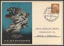 1938 Germany, Third Reich, Day of Stamps Berlin, Special postcard and Postmark