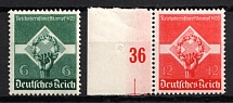 1935 Third Reich, Germany (Mi. 571 x - 572 x, Full Set, Margin, Plate Number, CV $30, MNH)