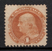 1869 1c Franklin, United States, USA (Scott 112, Brown Orange, Signed, CV $580)