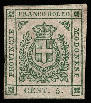 1859 5c Modena, Italy, Provisional Government (Mi 7b, CV $1,450)