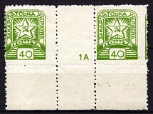 1945 40f Carpatho-Ukraine, Gutter Block (Steiden 83A, Kr. 113, Sheet Inscription, Margin, CV $30, MNH)